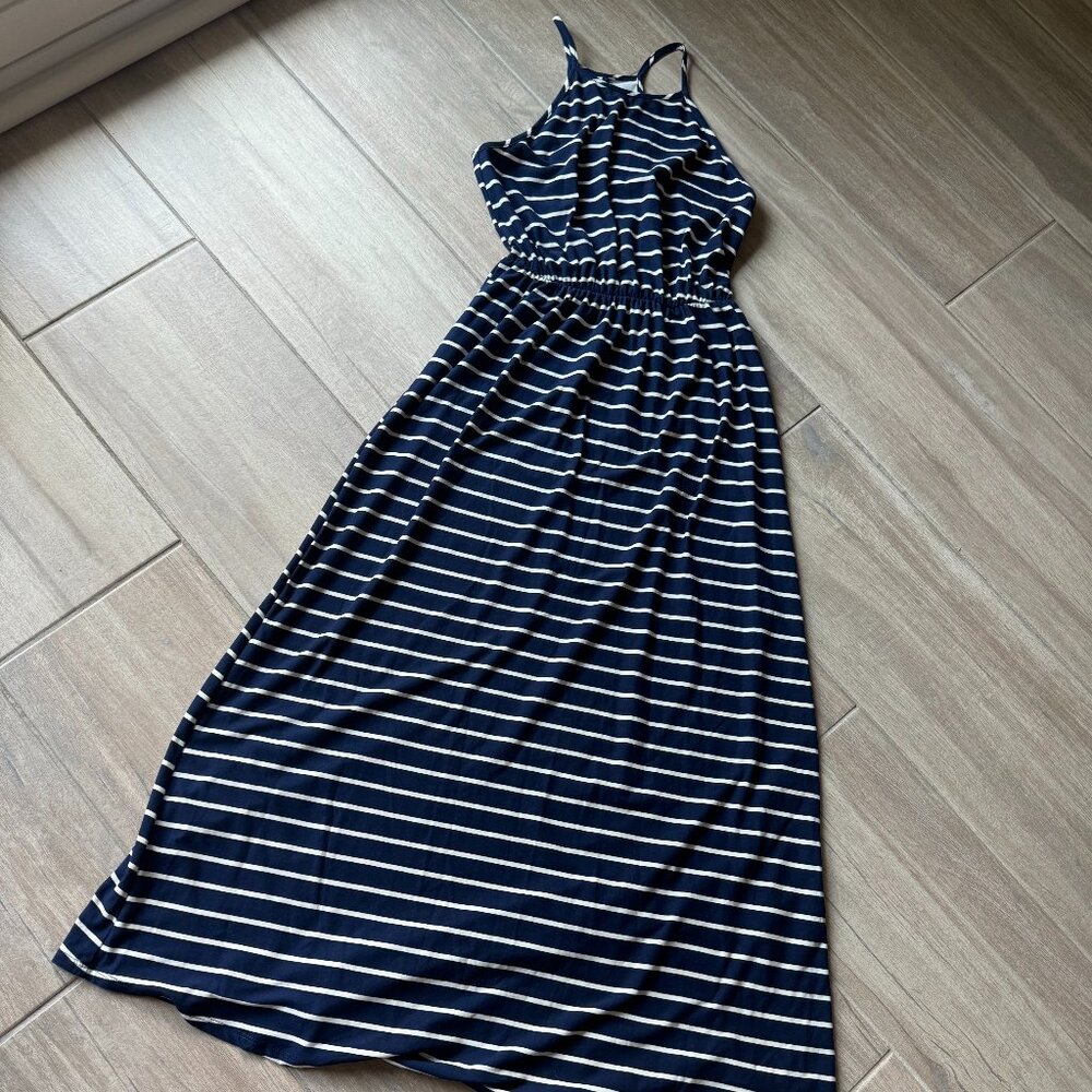 Navy & White Striped maxi dress - Women's Size L